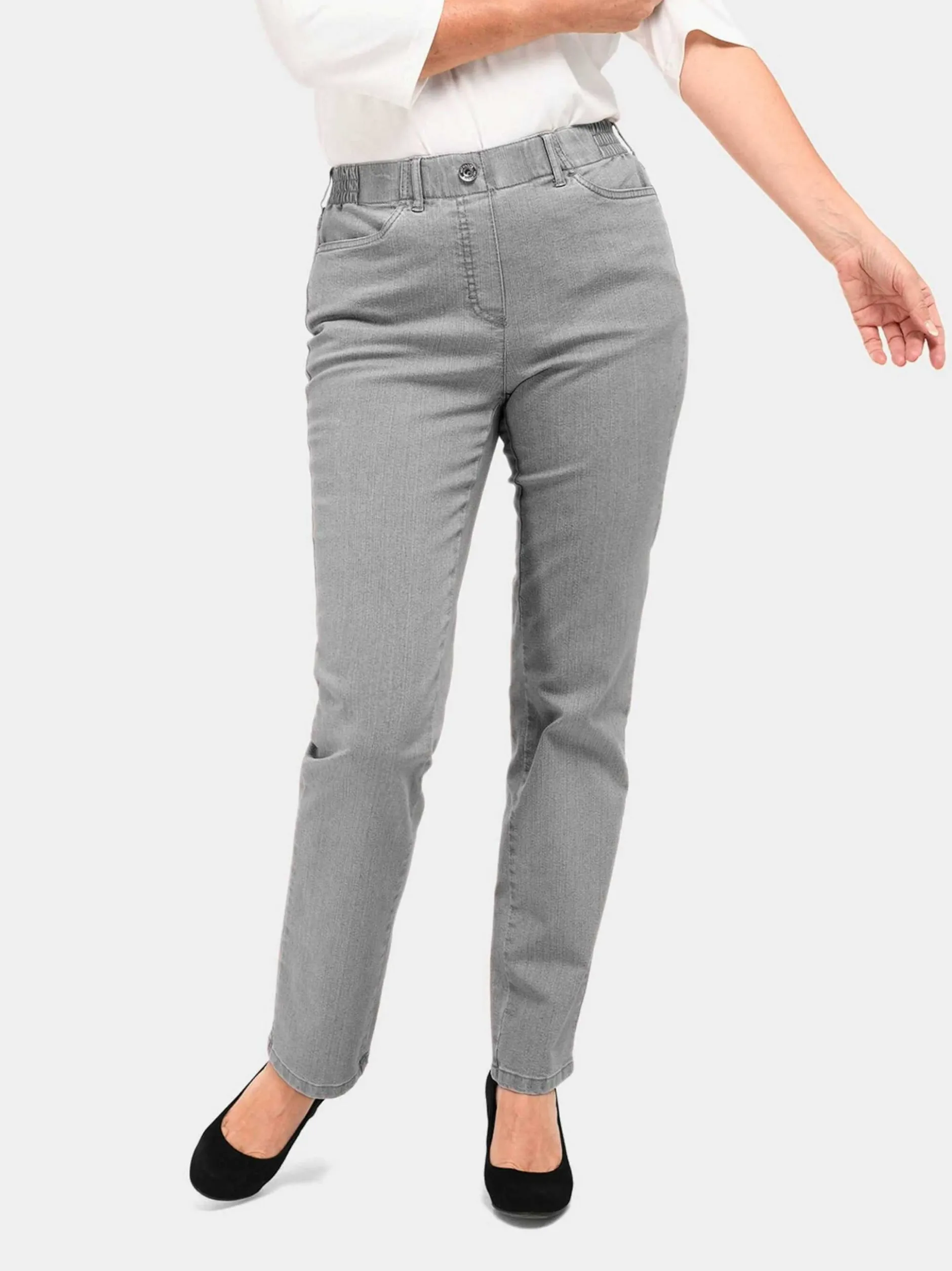 Goldner Damen Jeans in hellgrau