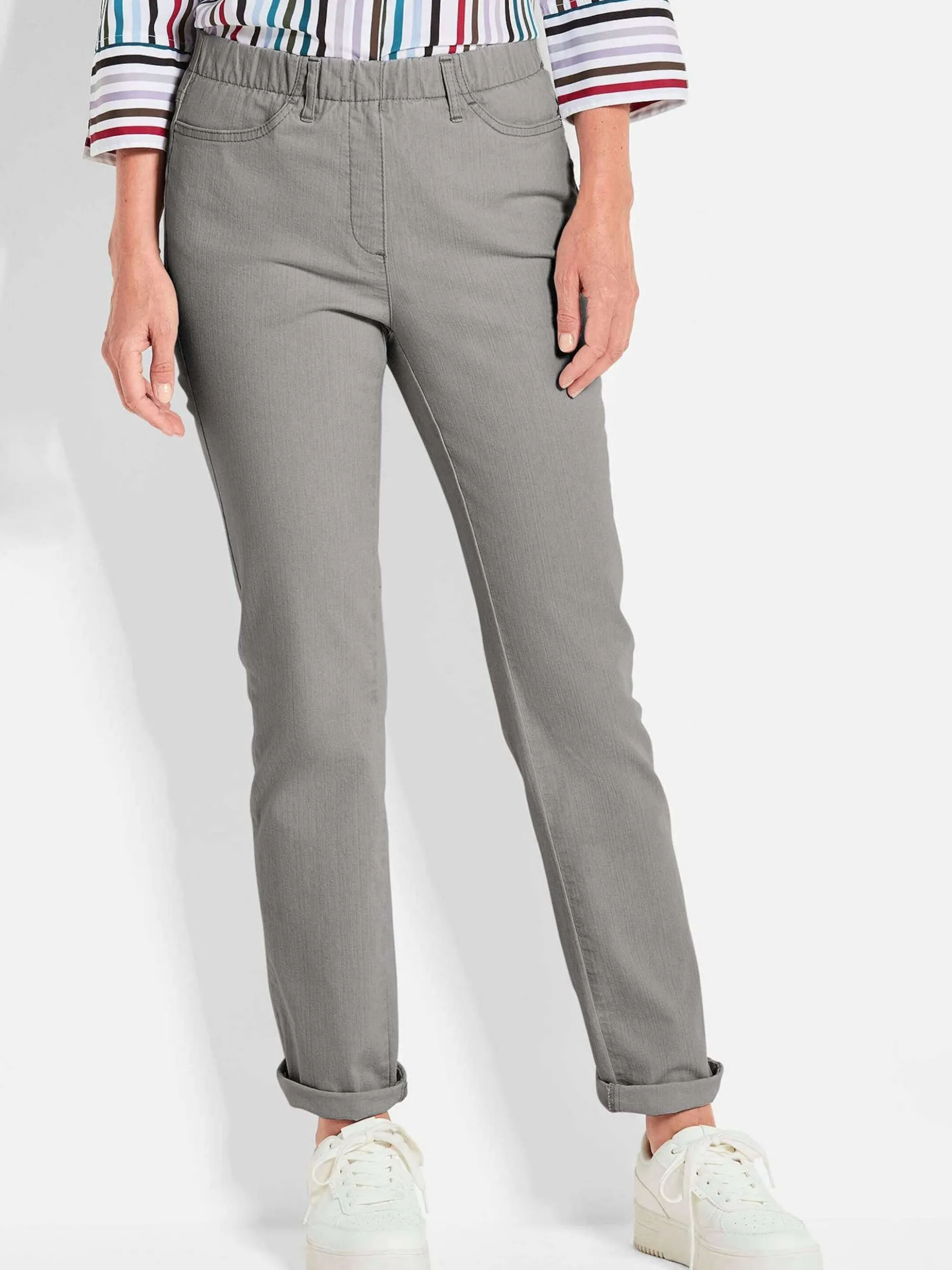 Goldner Damen Jeans in hellgrau