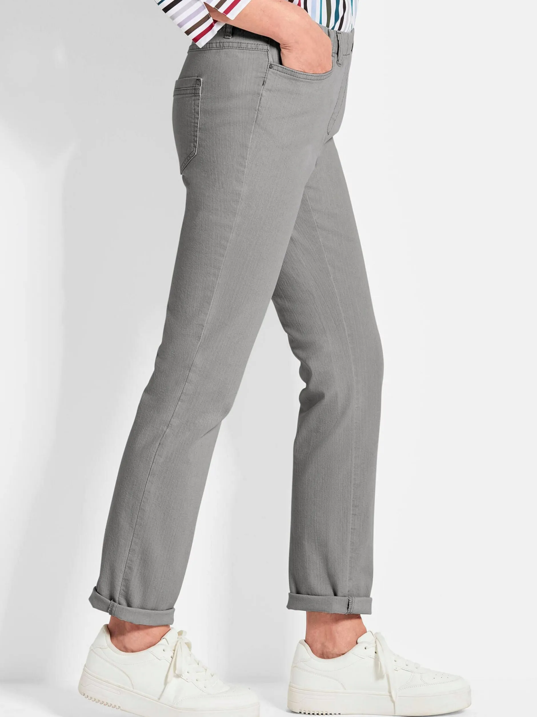 Goldner Damen Jeans in hellgrau