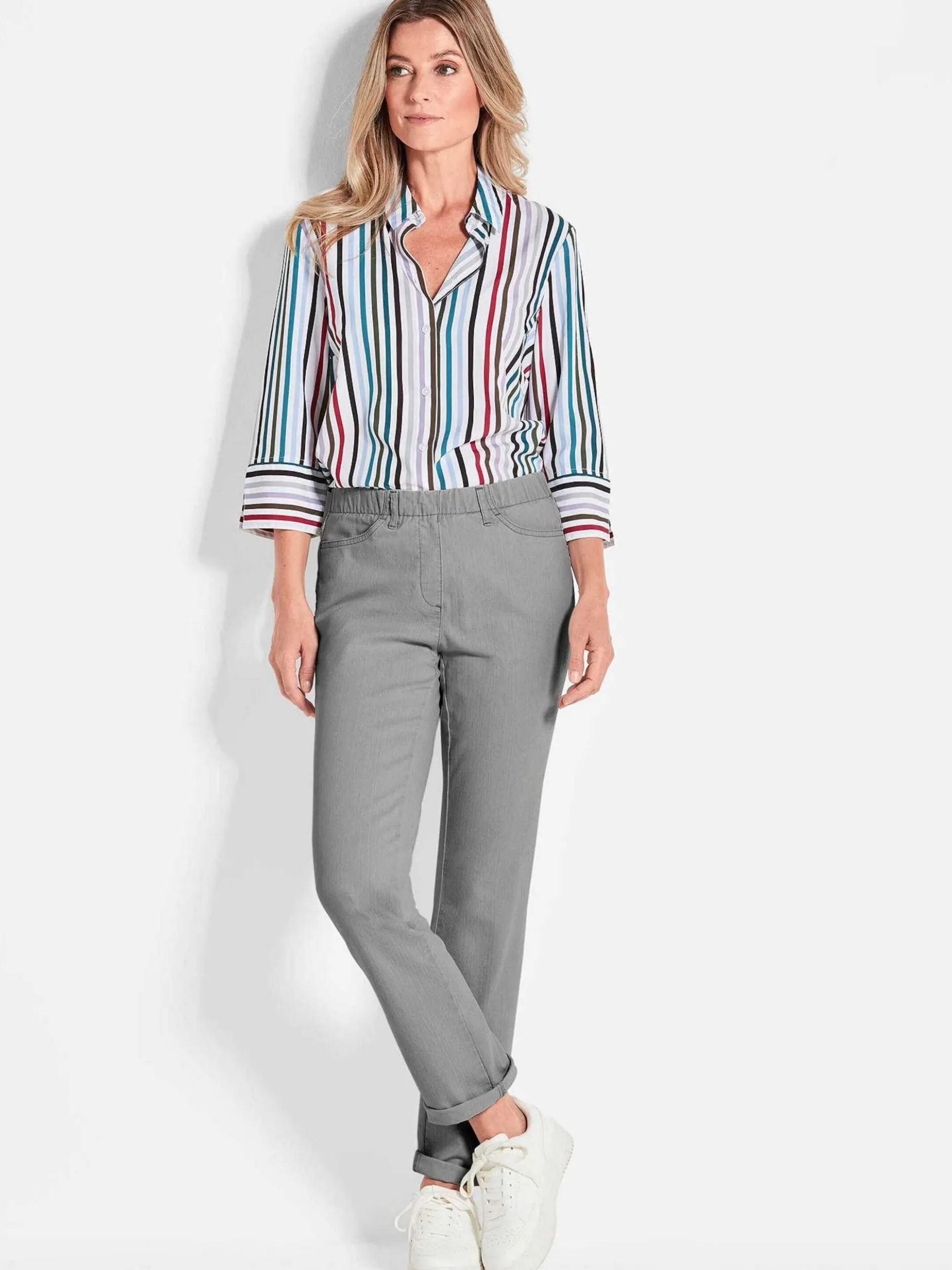 Goldner Damen Jeans in hellgrau