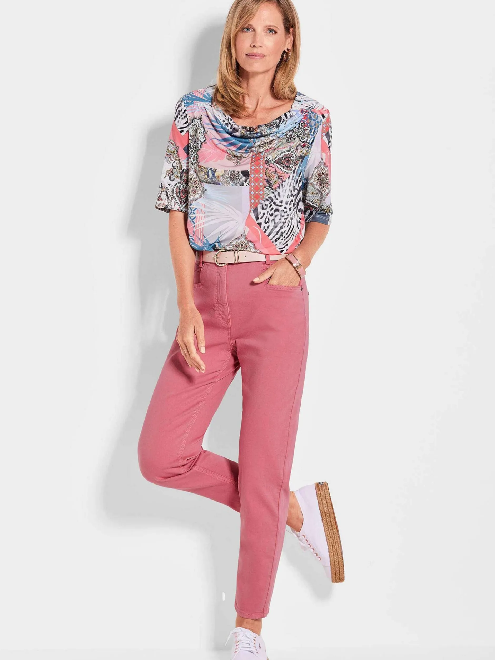 Goldner Damen Jeans in koralle