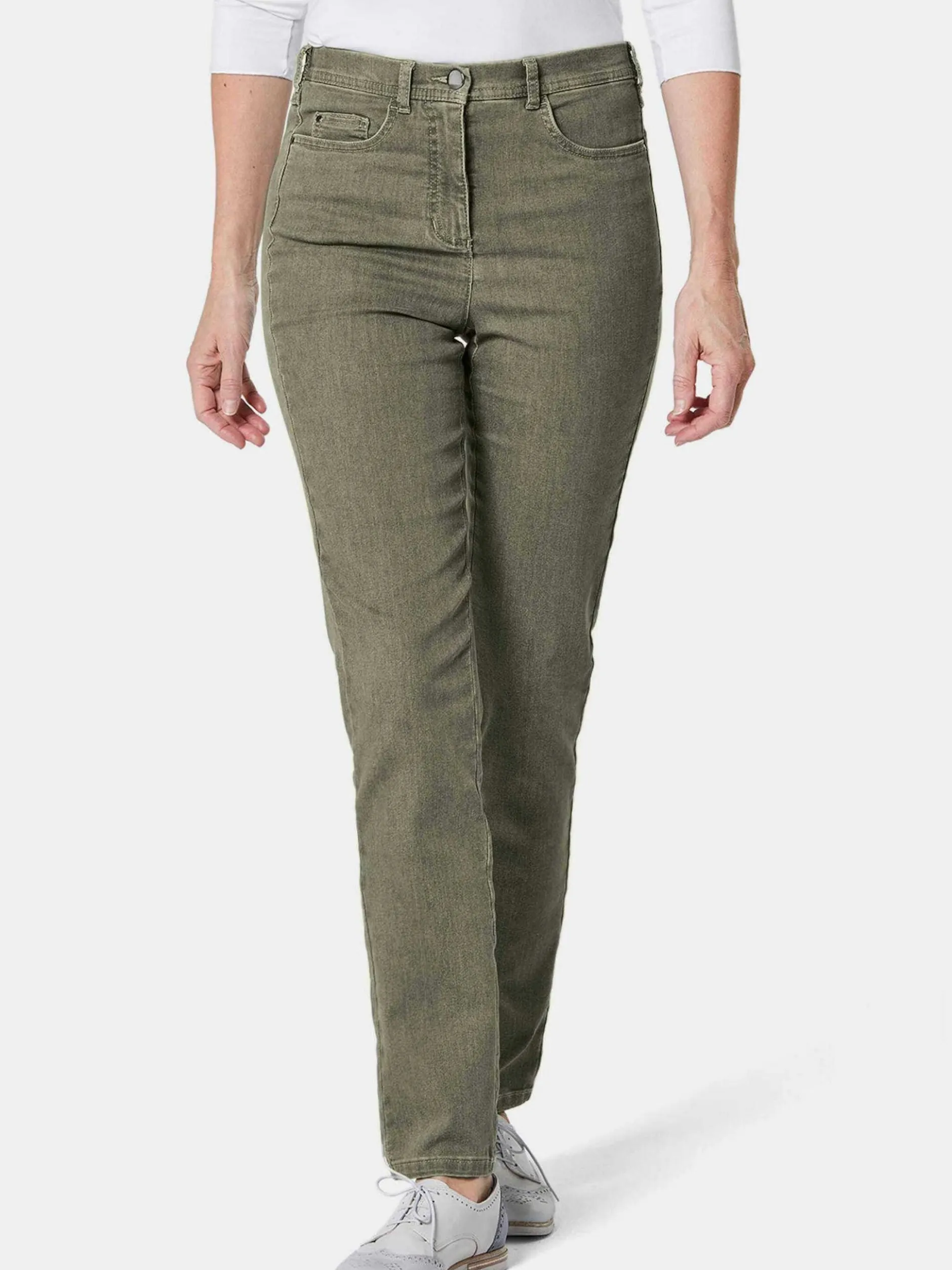 Goldner Damen Jeans in oliv