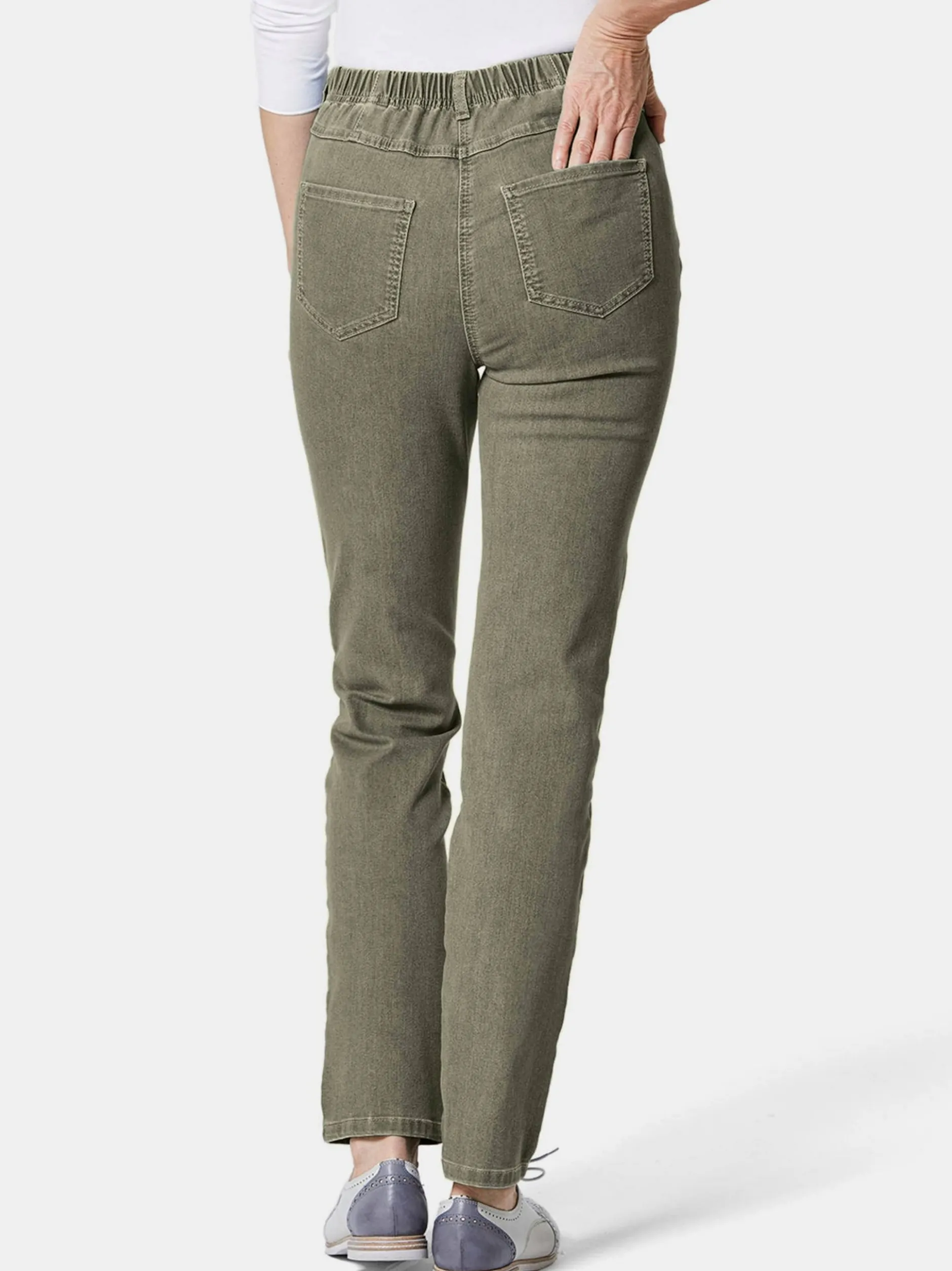 Goldner Damen Jeans in oliv