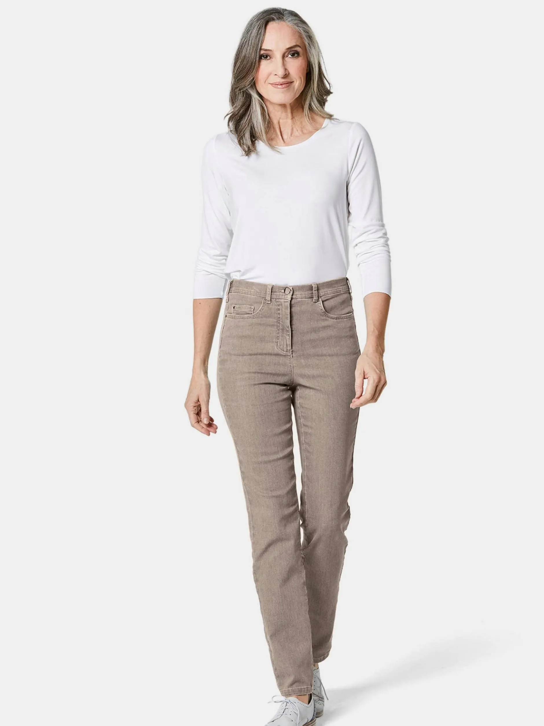 Goldner Damen Jeans in taupe