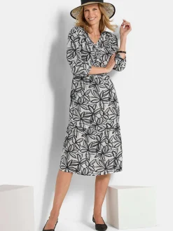 Goldner Damen Kleid in schwarz weiß