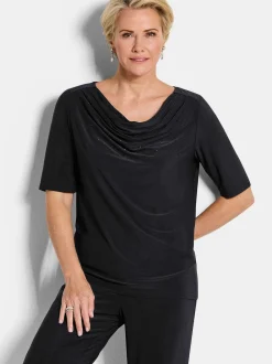 Goldner Damen Kurzarmshirt in schwarz - Ärmel: Halbarm