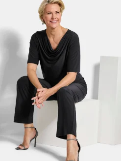Goldner Damen Kurzarmshirt in schwarz - Ärmel: Halbarm