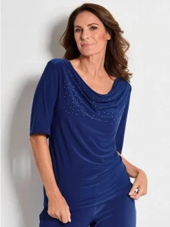 Goldner Damen Kurzarmshirt in royal - Ärmel: Halbarm