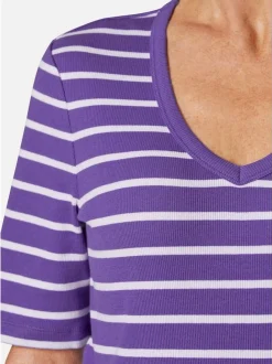 Goldner Damen Kurzarm-Shirts in lila - Ärmel: Halbarm