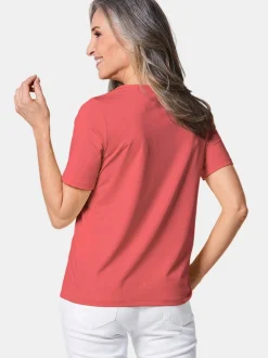 Goldner Damen Kurzarm-Shirts in koralle - Ärmel: kurzarm