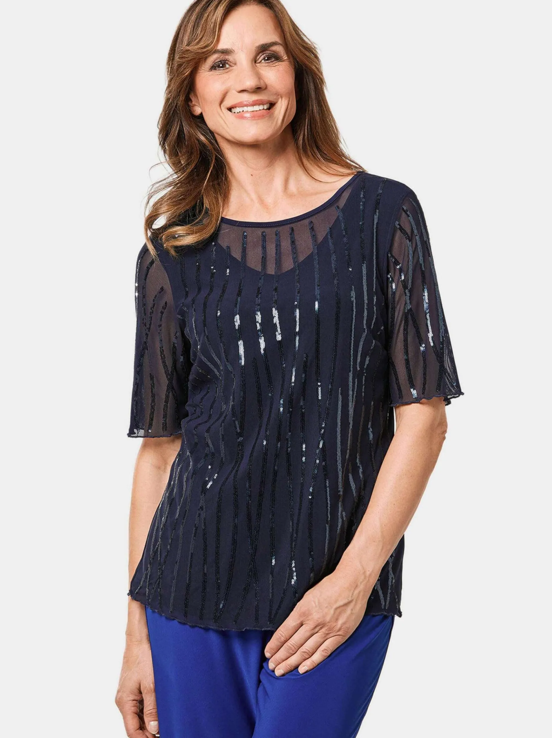 Goldner Damen Kurzarm-Shirts in blau - Ärmel: Halbarm