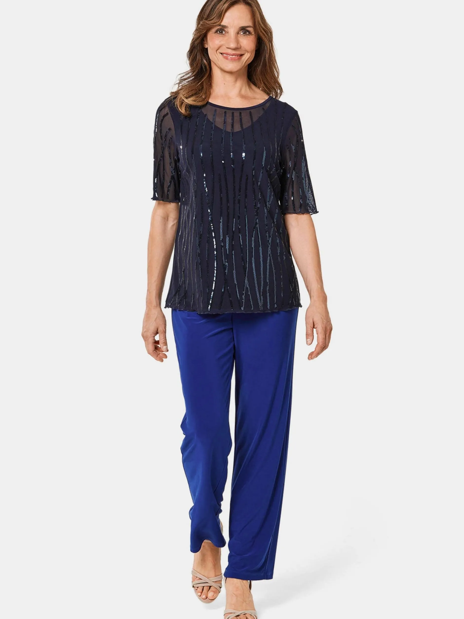 Goldner Damen Kurzarm-Shirts in blau - Ärmel: Halbarm