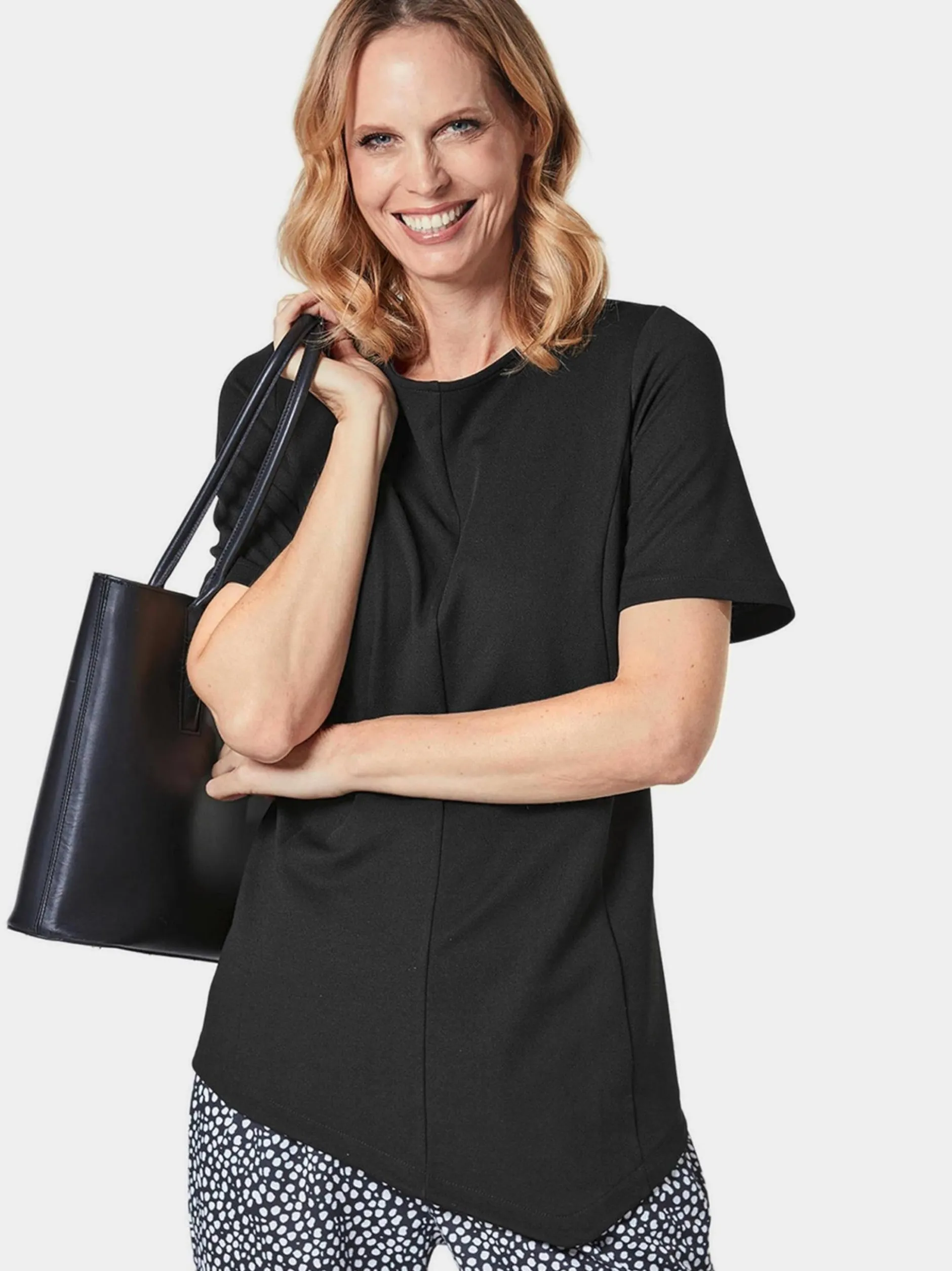 Goldner Damen Kurzarm-Shirts in schwarz - Ärmel: Halbarm