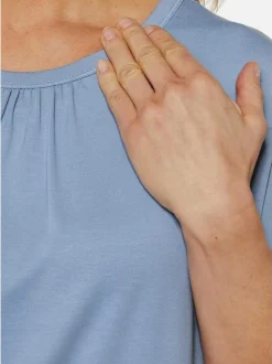 Goldner Damen Kurzarm-Shirts in blau - Ärmel: ohne Arm