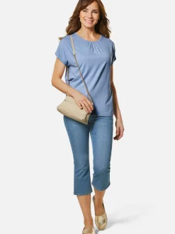 Goldner Damen Kurzarm-Shirts in blau - Ärmel: ohne Arm