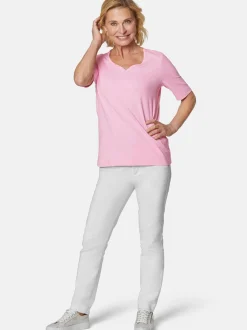 Goldner Damen Kurzarm-Shirts in rosa - Ärmel: Halbarm