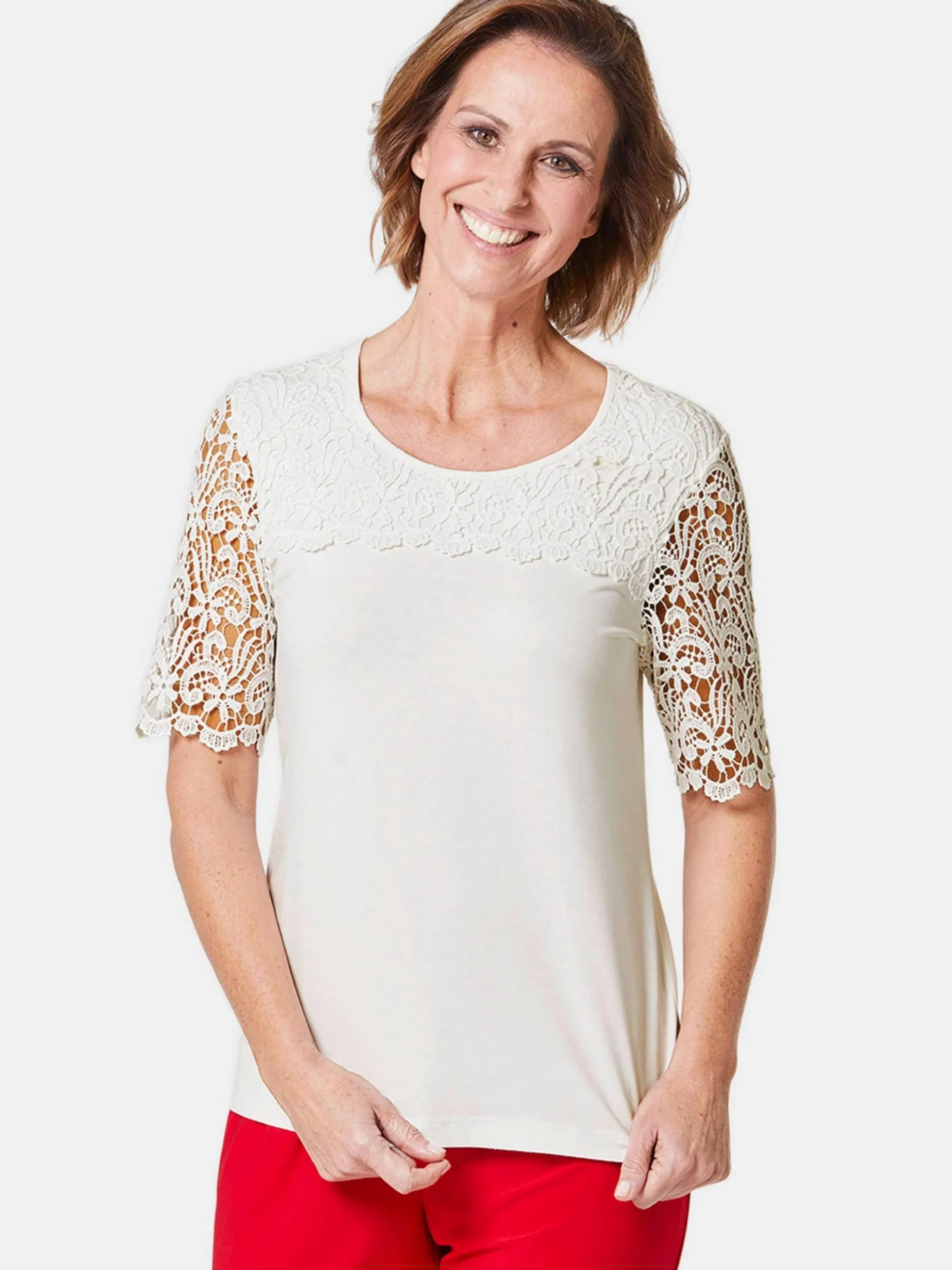 Goldner Damen Kurzarm-Shirts - Kurzgröße in weiß