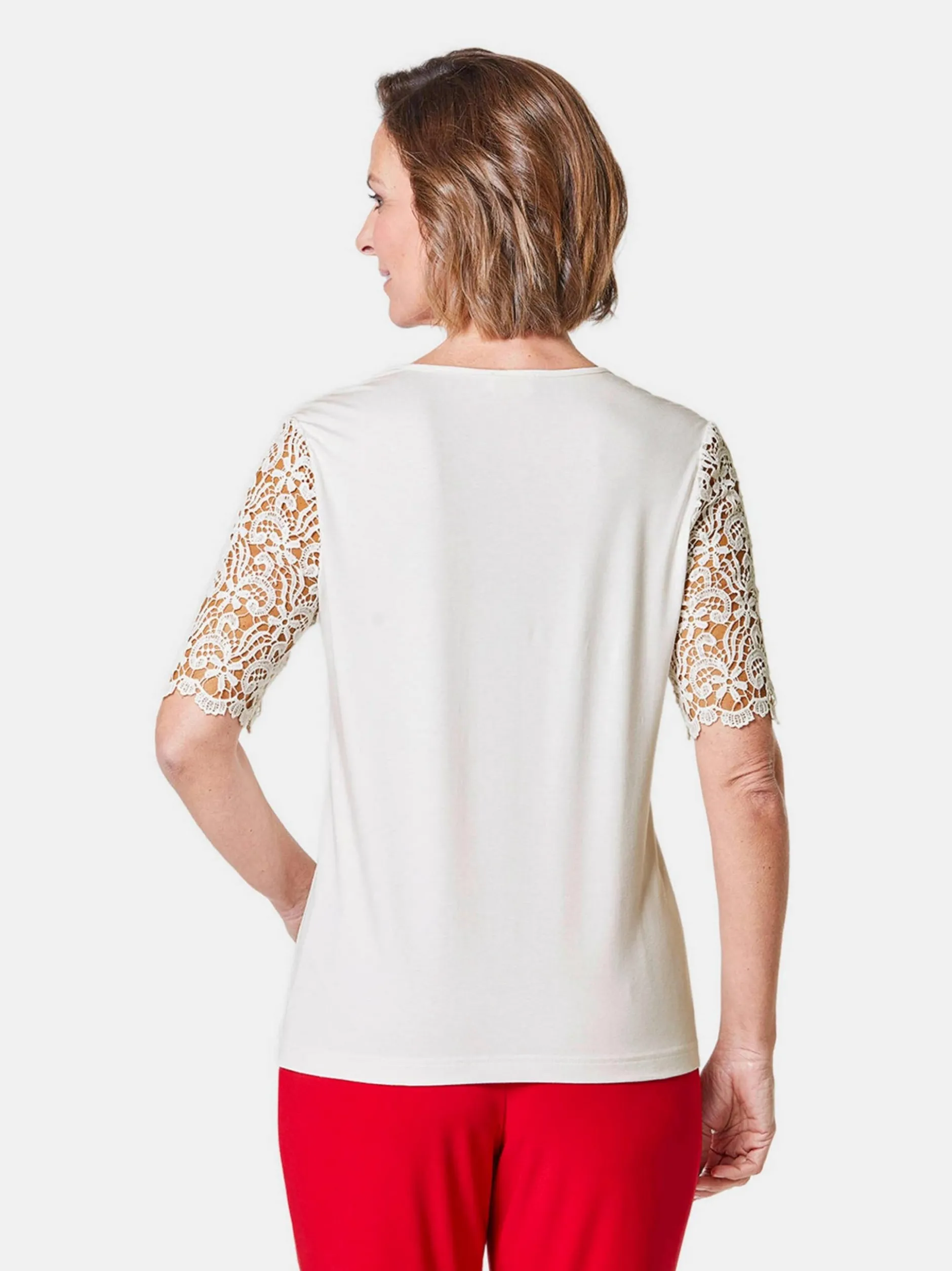 Goldner Damen Kurzarm-Shirts - Kurzgröße in weiß