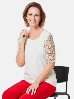 Goldner Damen Kurzarm-Shirts - Kurzgröße in weiß