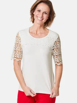 Goldner Damen Kurzarm-Shirts in weiß - Ärmel: Halbarm