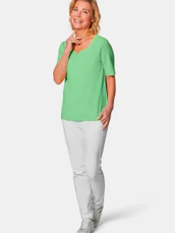 Goldner Damen Kurzarm-Shirts in grün - Ärmel: Halbarm