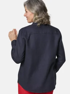 Goldner Damen Langarm-Blusen in marine - Ärmel: langarm