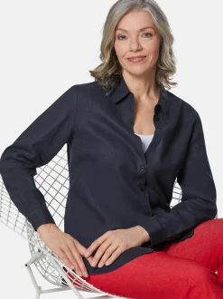 Goldner Damen Langarm-Blusen in marine - Ärmel: langarm