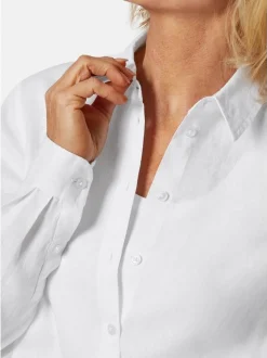 Goldner Damen Langarm-Blusen - Kurzgröße in weiß