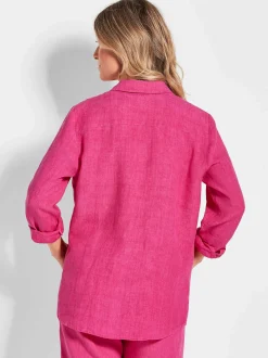 Goldner Damen Langarm-Blusen in pink - Ärmel: langarm