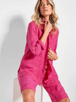Goldner Damen Langarm-Blusen in pink - Ärmel: langarm