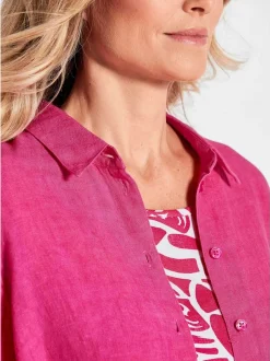 Goldner Damen Langarm-Blusen in pink - Ärmel: langarm