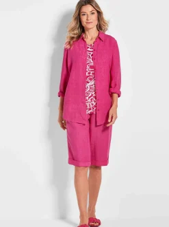 Goldner Damen Langarm-Blusen in pink - Ärmel: langarm