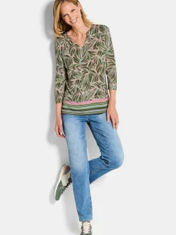 Goldner Damen Langarmshirt in khaki - Ärmel: 3/4 Arm