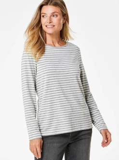 Goldner Damen Langarm-Shirts in melange - Ärmel: langarm