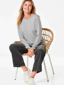 Goldner Damen Langarm-Shirts in melange - Ärmel: langarm