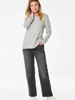 Goldner Damen Langarm-Shirts in melange - Ärmel: langarm