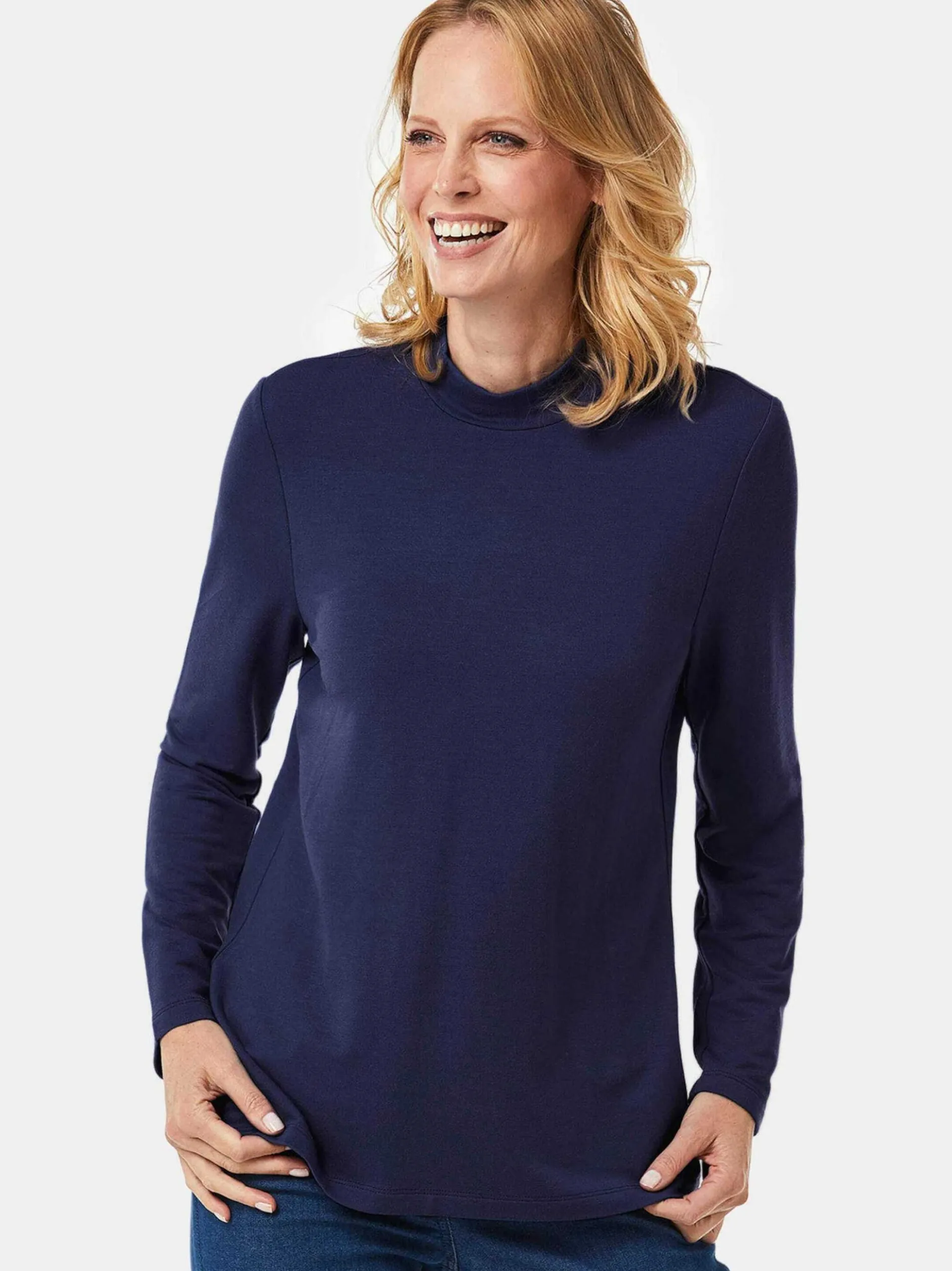 Goldner Damen Langarm-Shirts in marine - Ärmel: langarm
