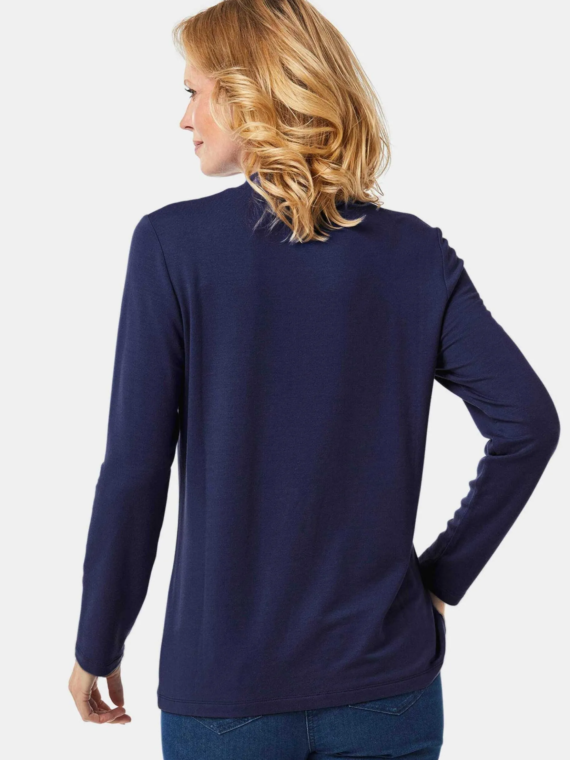 Goldner Damen Langarm-Shirts in marine - Ärmel: langarm