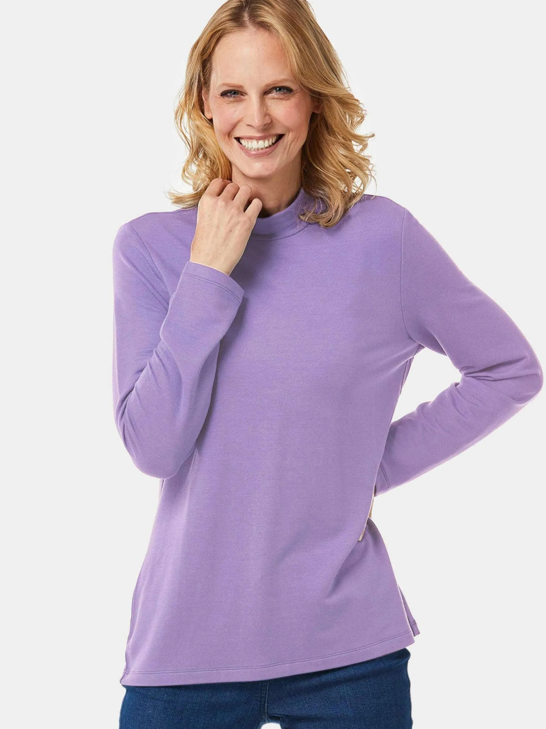 Goldner Damen Langarm-Shirts in flieder - Ärmel: langarm