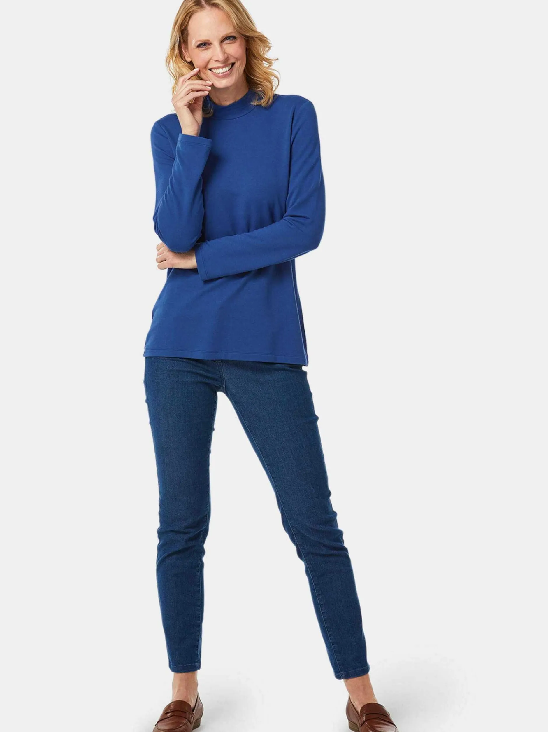 Goldner Damen Langarm-Shirts in royal - Ärmel: langarm