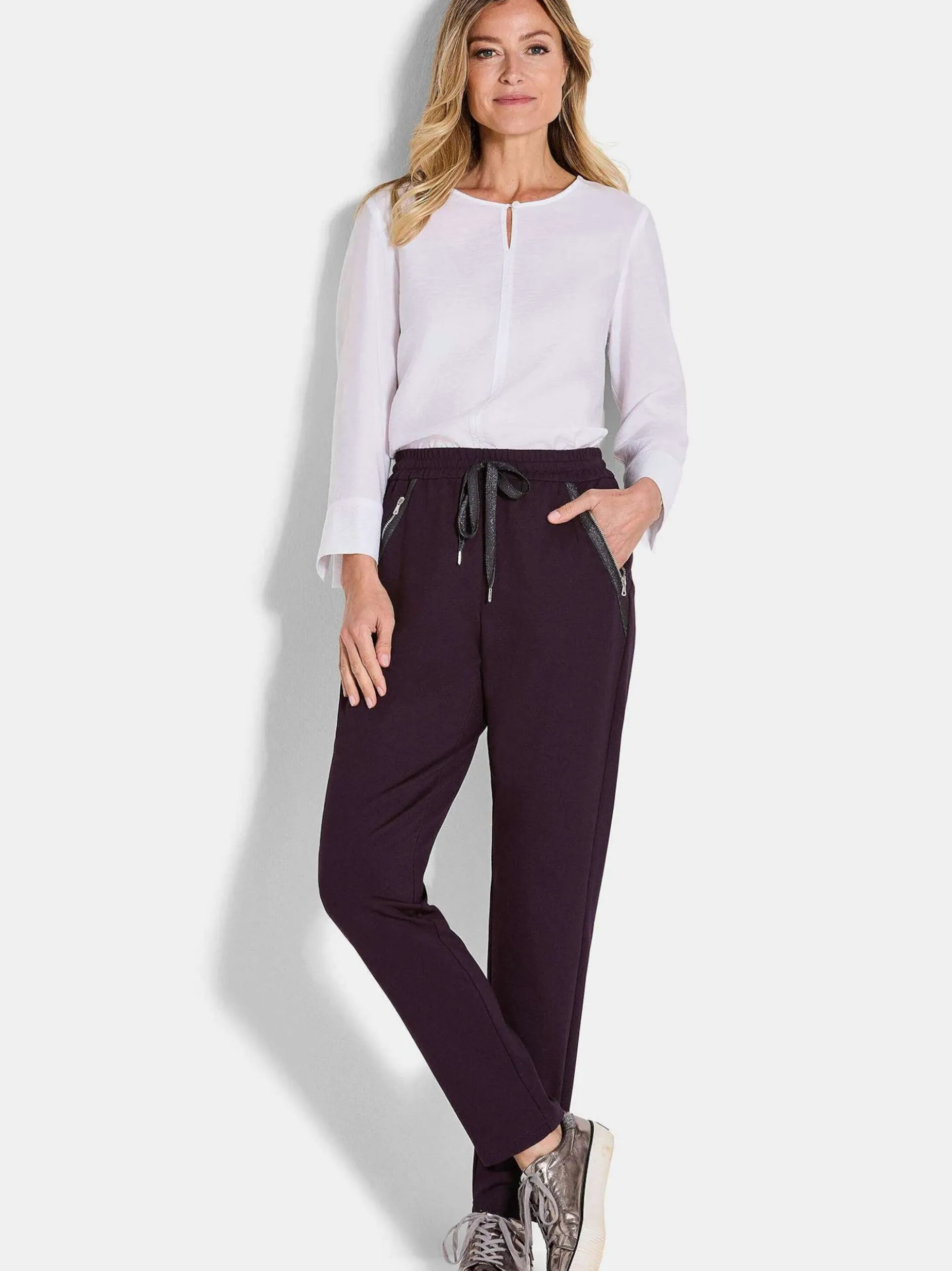 Goldner Damen Lange Hosen in aubergine