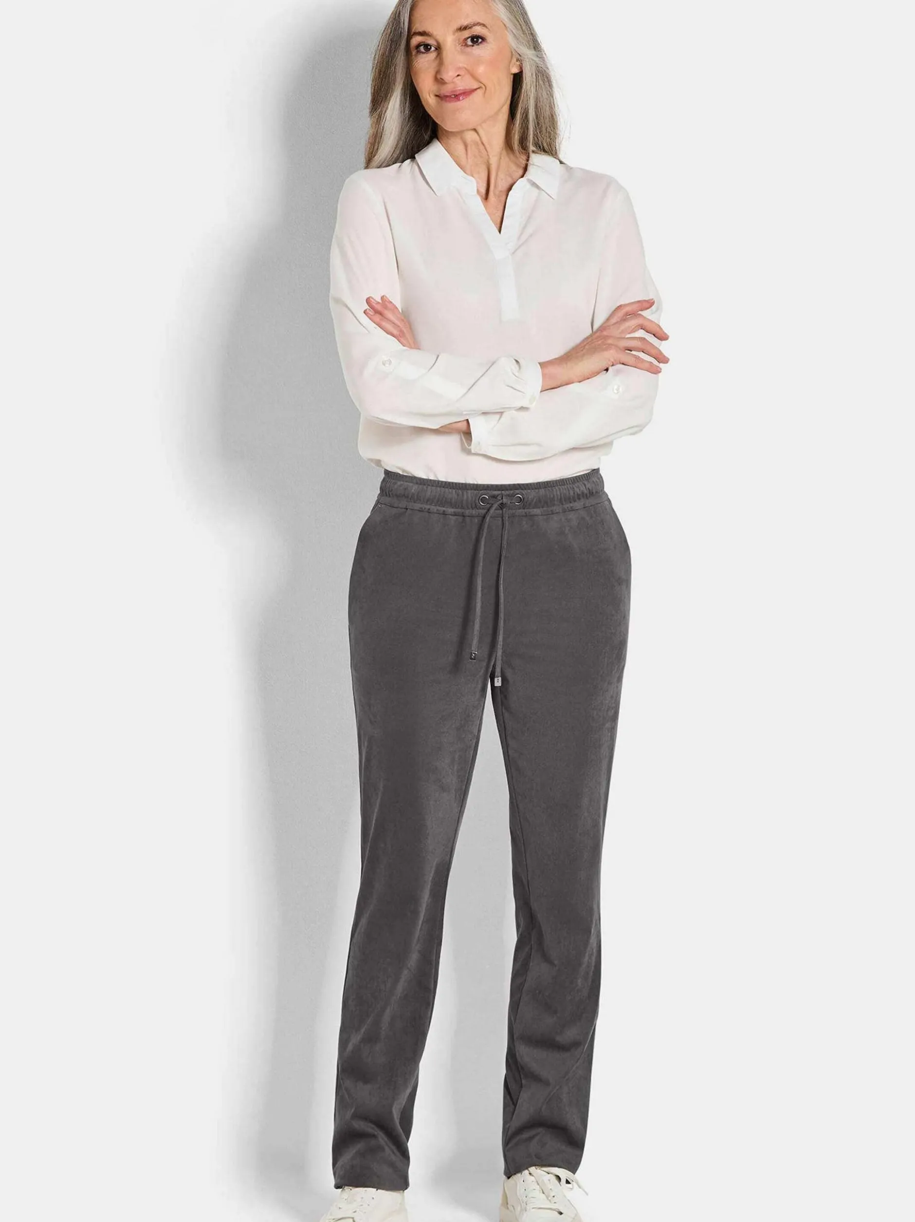 Goldner Damen Lange Hosen in grau