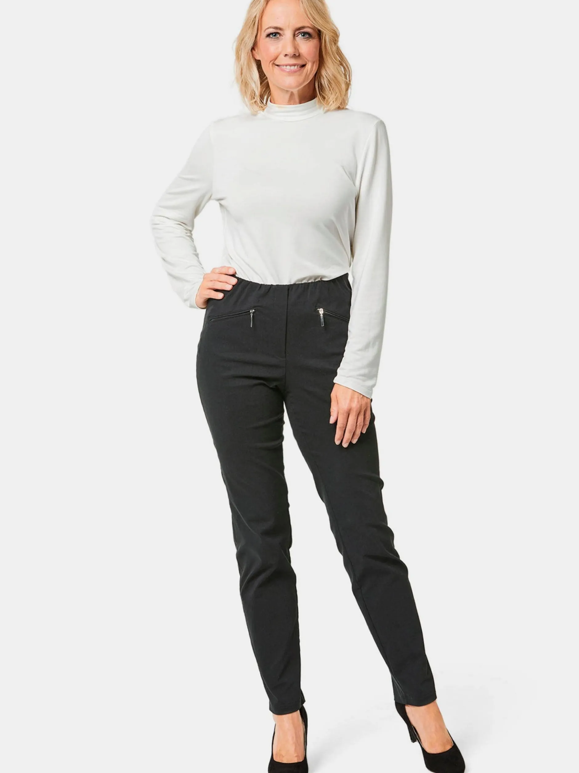 Goldner Damen Lange Hosen in schwarz