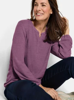 Goldner Damen Longshirts in aubergine - Ärmel: langarm