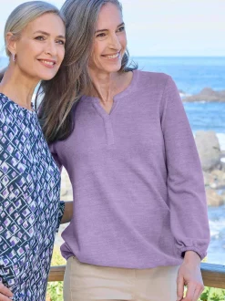 Goldner Damen Longshirts - Kurzgröße in flieder