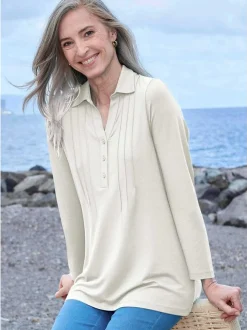 Goldner Damen Longshirts - Kurzgröße in weiß