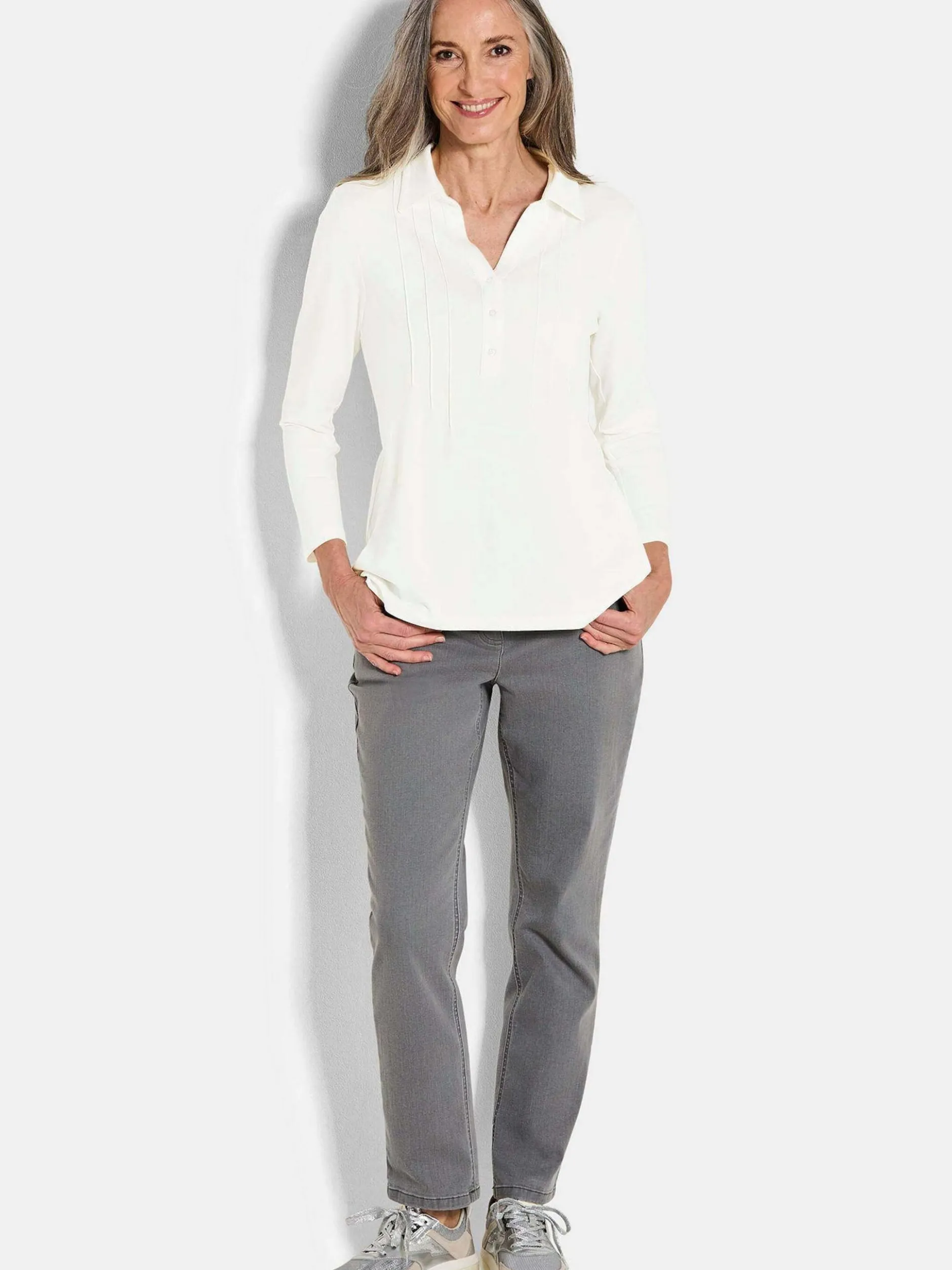 Goldner Damen Longshirts - Kurzgröße in weiß