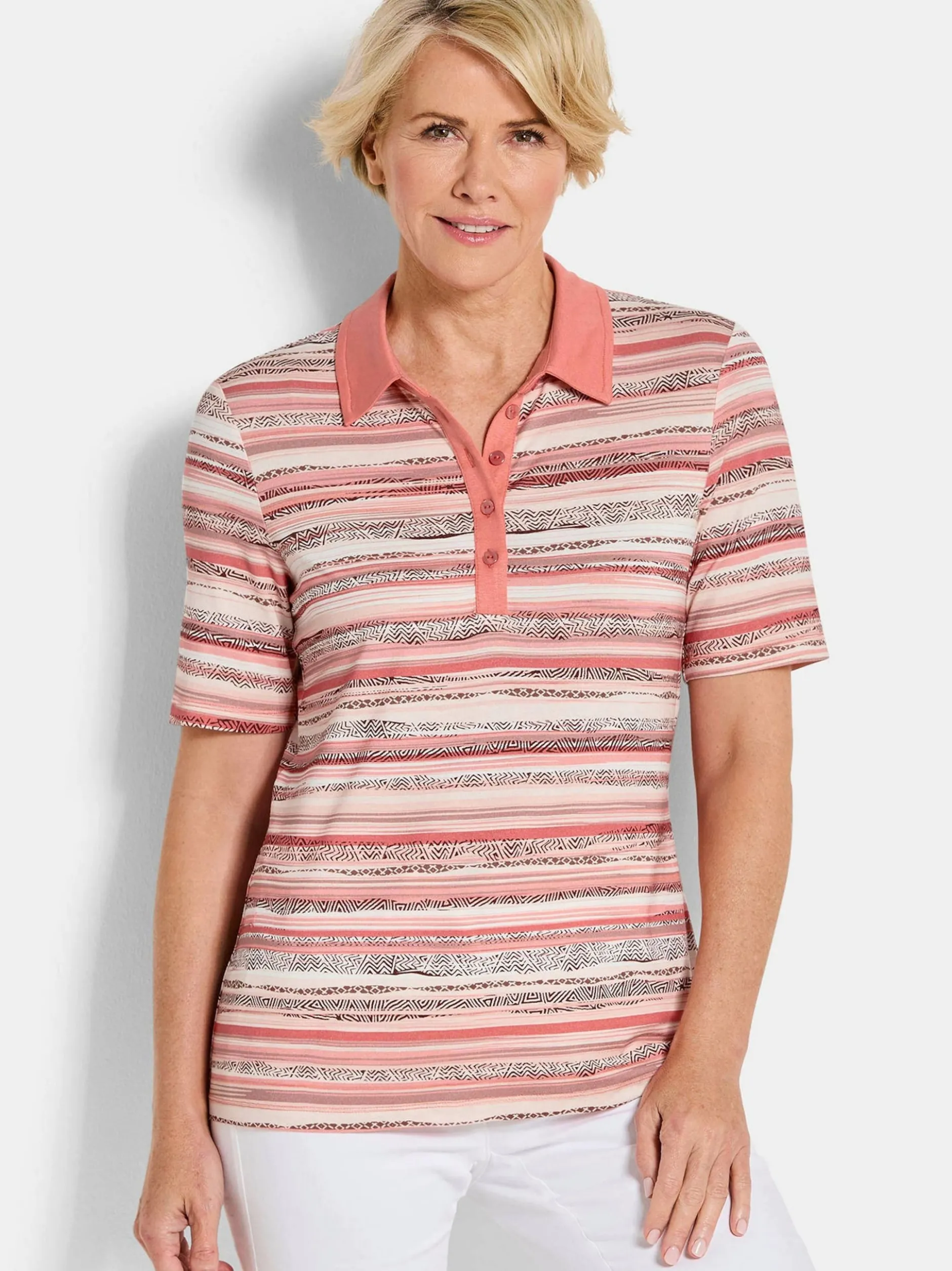 Goldner Damen Poloshirt in altrosa - Ärmel: Halbarm