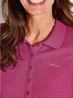 Goldner Damen Poloshirts in aubergine - Ärmel: 3/4 Arm