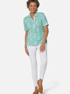 Goldner Damen Poloshirts in grün - Ärmel: kurzarm